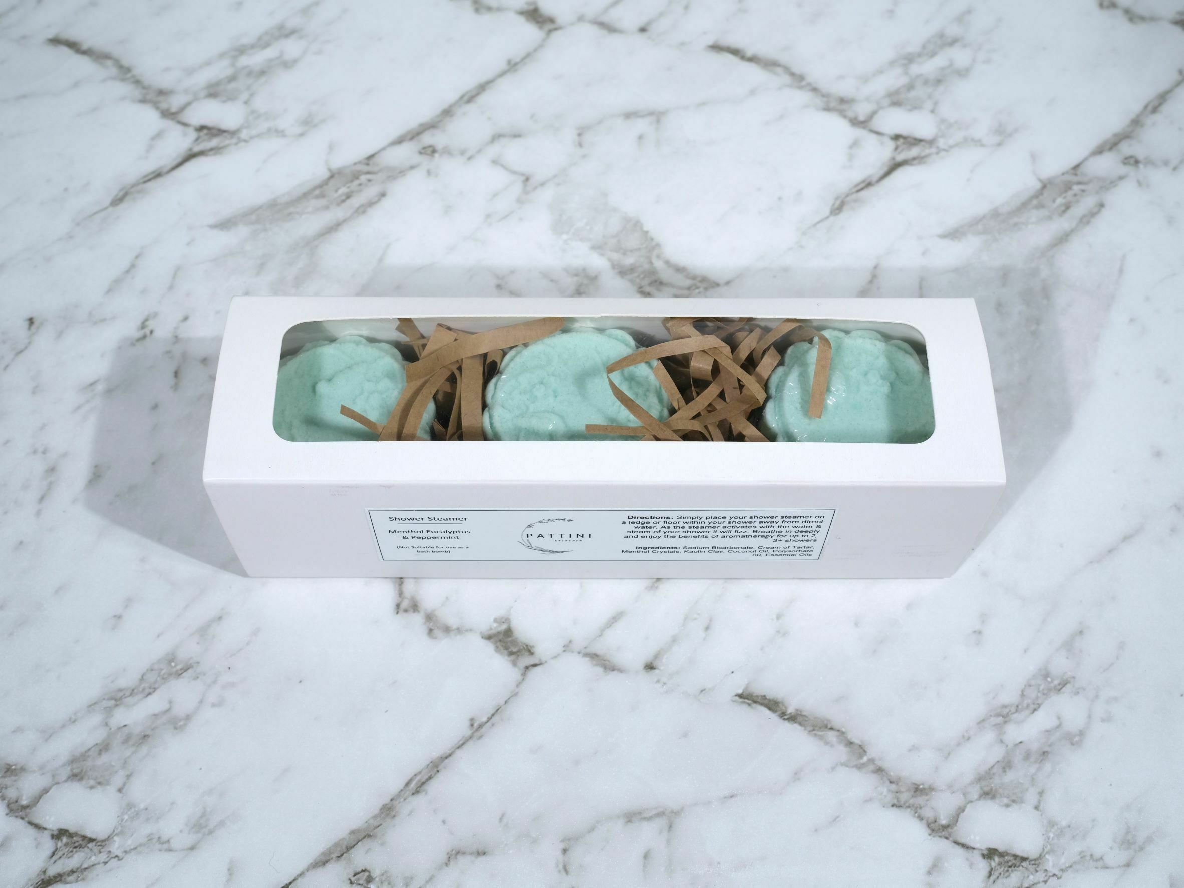 Shower Steamers Menthol, Eucalyptus & Peppermint by Pattini Skincare in Quartz