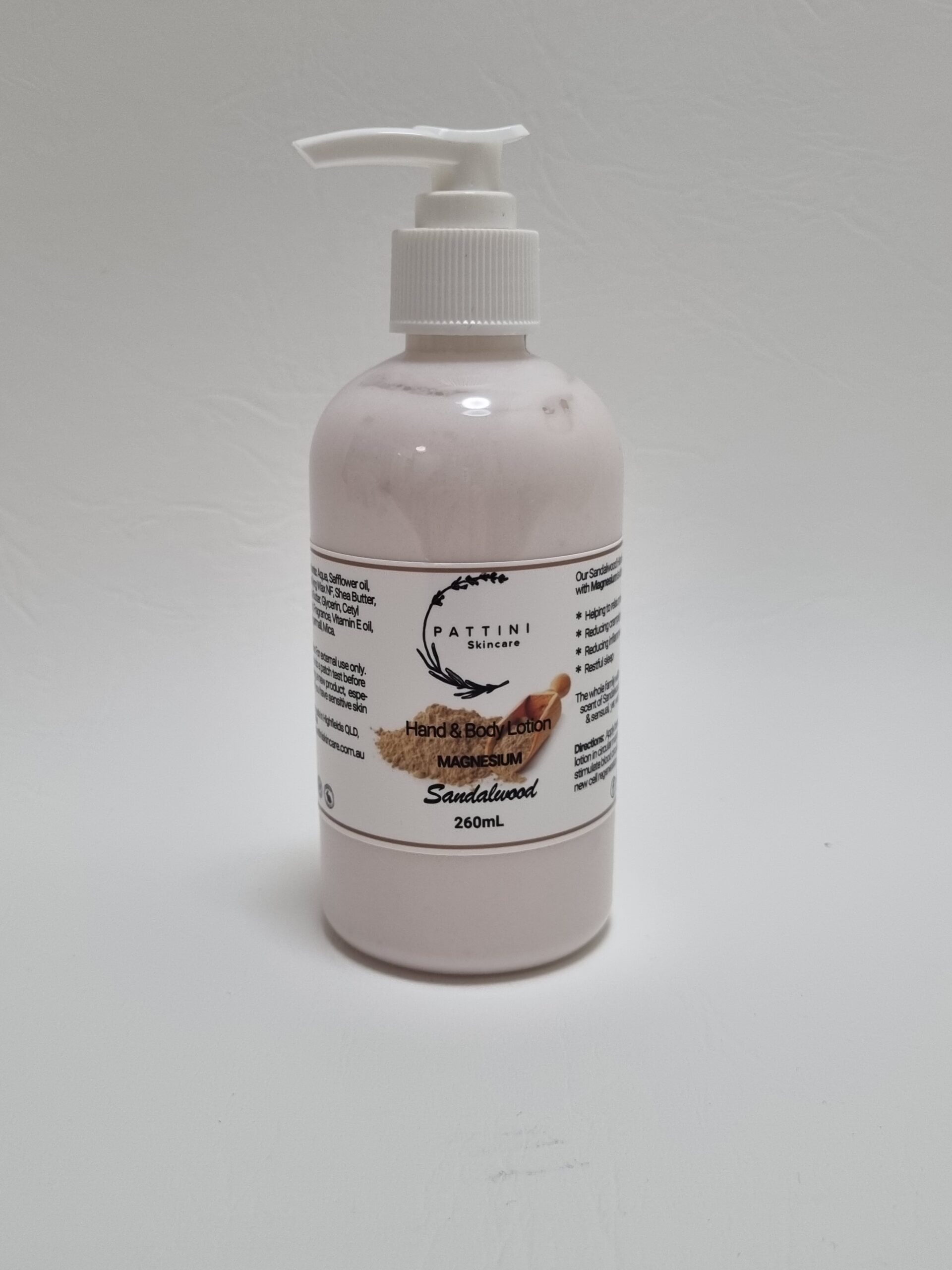 Hand & Body Lotion (Sandalwood) - Magnesium by Pattini Skincare